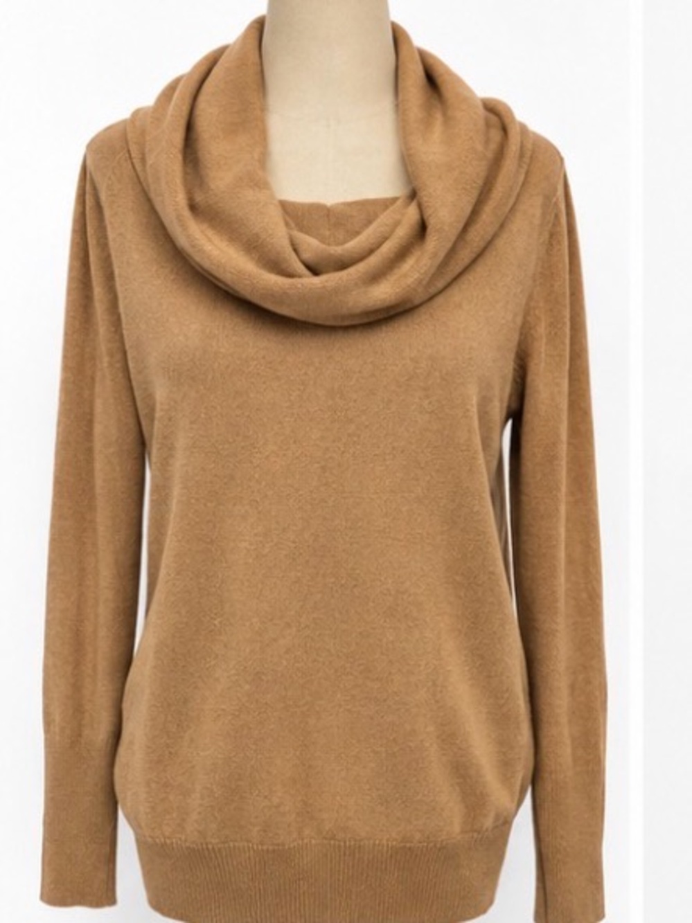 Chico’s Camel Cowl Neck Cotton Rabbit Hair Sweater Size 2 (large)